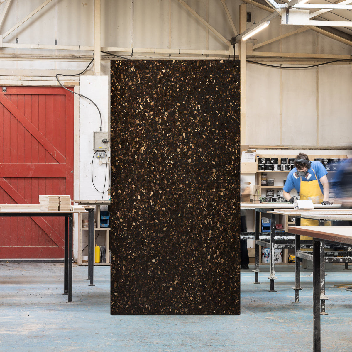 Charcoal Walnut wood terrazzo surface